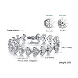 Bling Heart Full Chain Link Micro CZ Zircon Stone Bracelet Wedding Jewelry