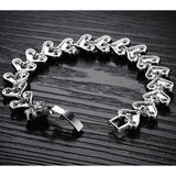 Bling Heart Full Chain Link Micro CZ Zircon Stone Bracelet Wedding Jewelry