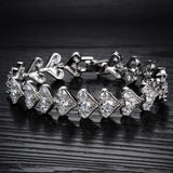 Bling Heart Full Chain Link Micro CZ Zircon Stone Bracelet Wedding Jewelry