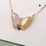 Pink Zircon Butterfly Pendant Necklace