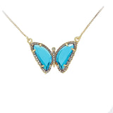 Pink Zircon Butterfly Pendant Necklace