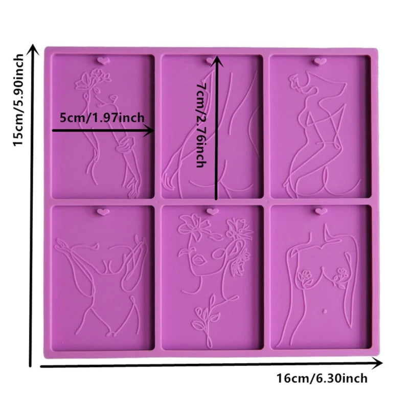 Women Body Line Art Keychain Epoxy Resin Mold Necklace Pendant Silicone Mould