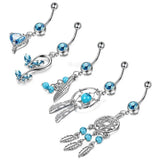5PC/Set Zircon Navel Nail Belly Button Ring Dream Catcher