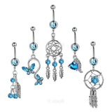 5PC/Set Zircon Navel Nail Belly Button Ring Dream Catcher
