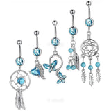 5PC/Set Zircon Navel Nail Belly Button Ring Dream Catcher
