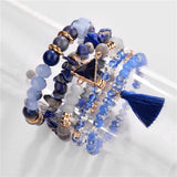 Bohemia Stone Bracelets with Tassel Charm Wrap Beads