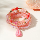 Bohemia Stone Bracelets with Tassel Charm Wrap Beads