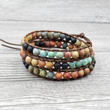Bohemian Leather & Stone Wrap Bracelets Heart Charm