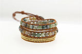 Bohemian Leather Wrap Bracelet with Copper Beads