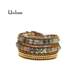 Bohemian Leather Wrap Bracelet with Copper Beads