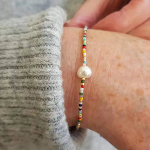 Boho Beaded Bracelet with Freshwater Pearls