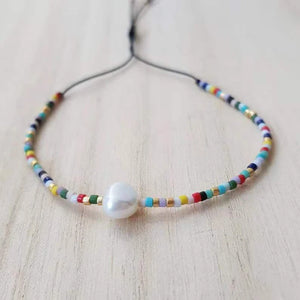 Boho Beaded Bracelet with Freshwater Pearls