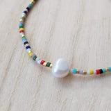 Boho Beaded Bracelet with Freshwater Pearls