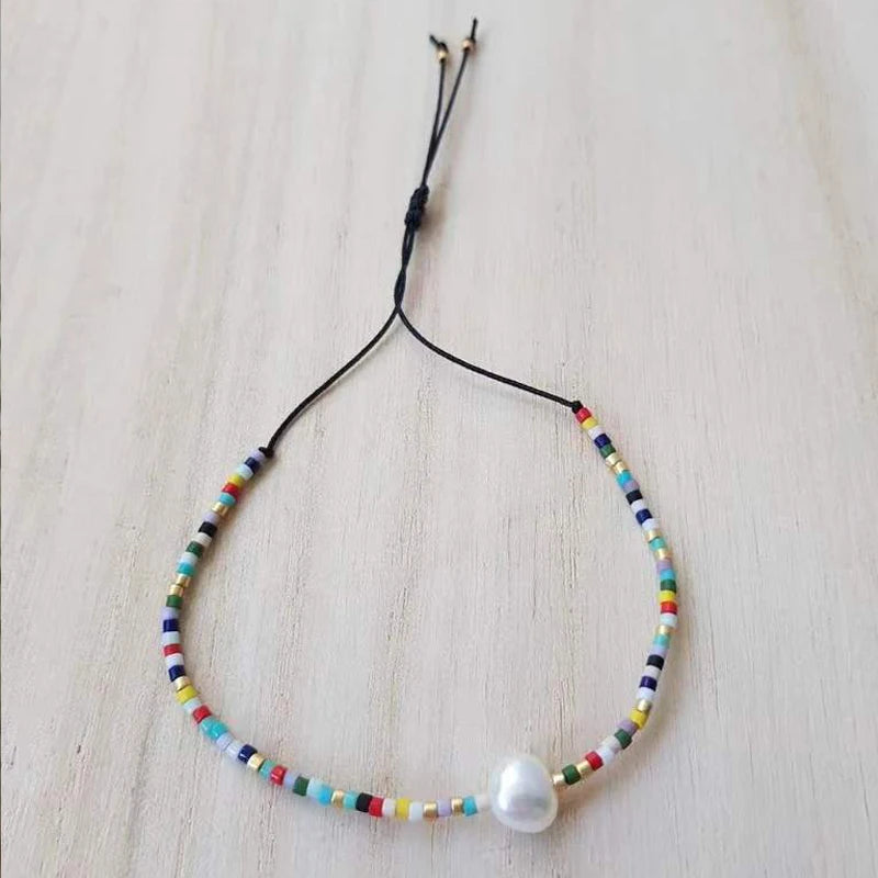 Boho Beaded Bracelet with Freshwater Pearls