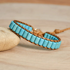 Bohemian Turquoise Cuff Bracelet for Girls - Summer Style