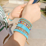 Bohemian Turquoise Cuff Bracelet for Girls - Summer Style