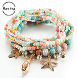 Bohemian Multilayer Bead Bracelets Bangles Tassel Starfish Charm Set