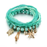 Bohemian Multilayer Bead Bracelets Bangles Tassel Starfish Charm Set