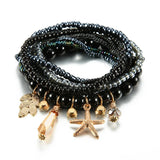 Bohemian Multilayer Bead Bracelets Bangles Tassel Starfish Charm Set
