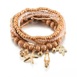Bohemian Multilayer Bead Bracelets Bangles Tassel Starfish Charm Set