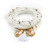 Bohemian Multilayer Bracelets with Tassel Coin Glass Beads Charm Wrap