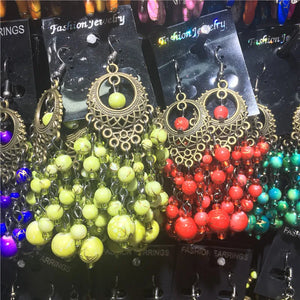 Boho Beads Earrings Lot - Fringing Tassel Jewelry