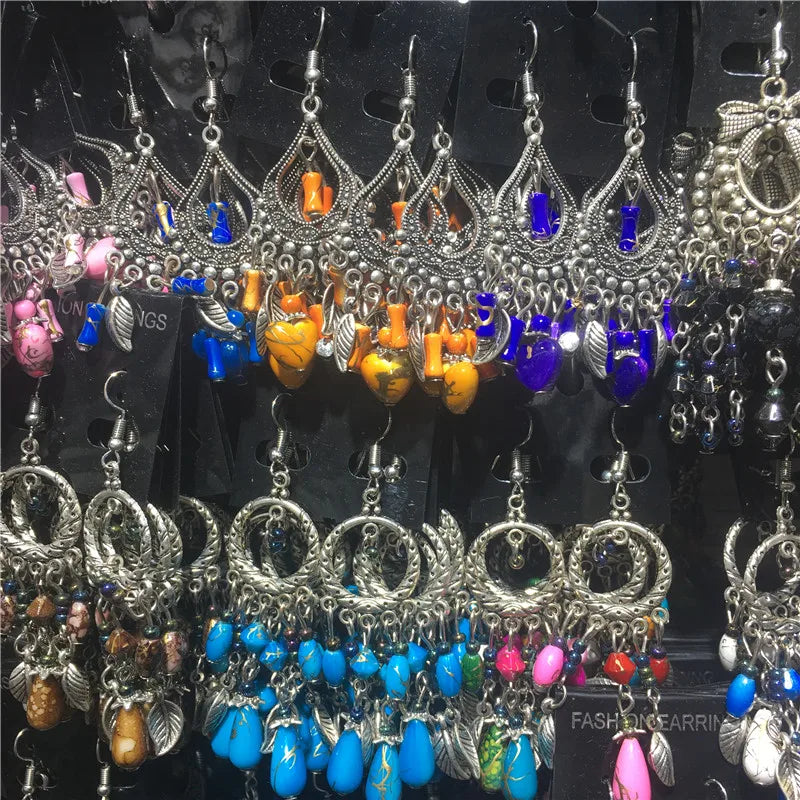 Boho Beads Earrings Lot - Fringing Tassel Jewelry