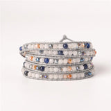 Boho Stone Beaded Leather Wrap Bracelet