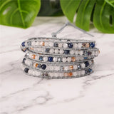 Boho Stone Beaded Leather Wrap Bracelet