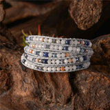 Boho Stone Beaded Leather Wrap Bracelet