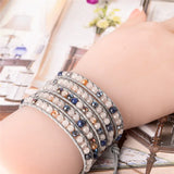 Boho Stone Beaded Leather Wrap Bracelet