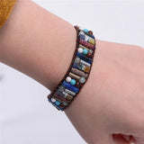 Boho Leather Wrap Bracelet Natural Stone Beads