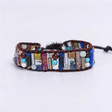 Boho Leather Wrap Bracelet Natural Stone Beads