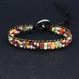 Boho Tube Shape Stone Leather Wrap Bracelet