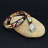 Boho Tube Shape Stone Leather Wrap Bracelet