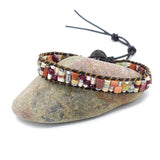Boho Tube Shape Stone Leather Wrap Bracelet