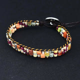 Boho Tube Shape Stone Leather Wrap Bracelet