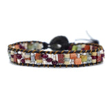 Boho Tube Shape Stone Leather Wrap Bracelet