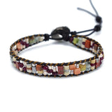 Boho Tube Shape Stone Leather Wrap Bracelet