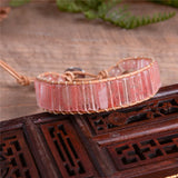 Boho Watermelon Leather Wrap Bracelet Vintage Cuff