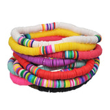 Boho Bracelets Set of 5/7, Clay Beads Wrap Cuff Bangle