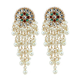 Bollywood Bride Kundan Jhumka Earrings Pearls Drop Jewelry