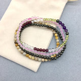 Women Bracelet 4pcs/set Nature 4mm Round Bead Picture Stone Citrines Rose Quartz