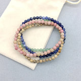 Women Bracelet 4pcs/set Nature 4mm Round Bead Picture Stone Citrines Rose Quartz