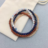 Women Bracelet 4pcs/set Nature 4mm Round Bead Picture Stone Citrines Rose Quartz