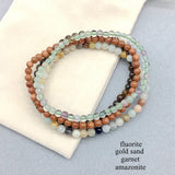 Women Bracelet 4pcs/set Nature 4mm Round Bead Picture Stone Citrines Rose Quartz