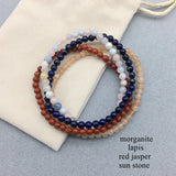 Women Bracelet 4pcs/set Nature 4mm Round Bead Picture Stone Citrines Rose Quartz
