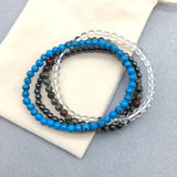 Women Bracelet 4pcs/set Nature 4mm Round Bead Picture Stone Citrines Rose Quartz