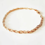 585 Rose Gold Rope Bracelet 170MM Slim Girl Bracelet