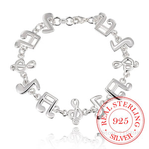 925 Silver Music Symbol Bracelet Wedding Party Jewelry